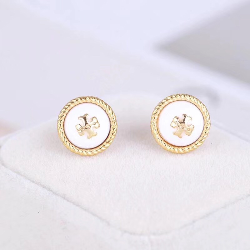 

Brass material stud earrings with blue and black and white pearls in 18k gold plated jewelry gift wedding PS6618