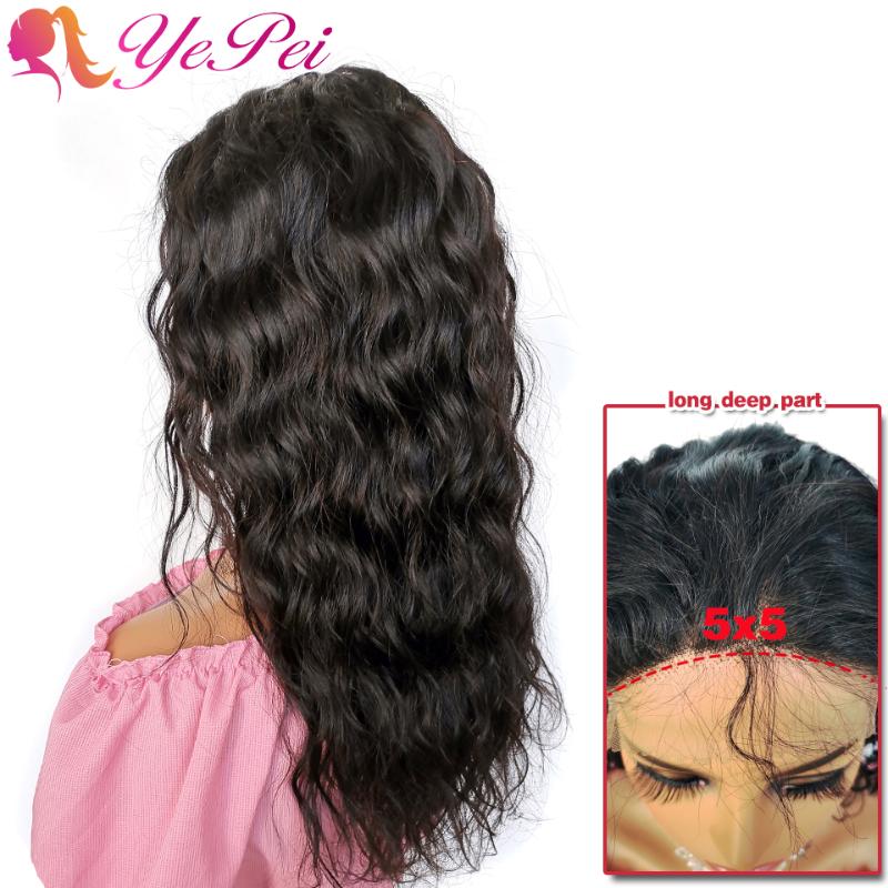 

5X5 Lace Closure Wig Brazilian Water Wave Lace Front Human Hair Wigs Pre-Plucked With Baby Hair Remy Closure Wig Yepei, As pic