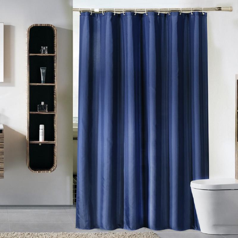 

Large Wide Bath Curtain Waterproof Shower Curtain Solid Blue Bathroom Curtains with 12 Hooks Polyester Bathtub Bathing Cover
