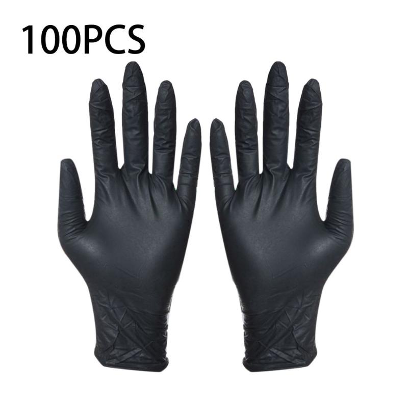 

100pcs Disposable Black Gloves Household Cleaning Washing Gloves Nitrile Laboratory Nail Art Tattoo Anti-Static