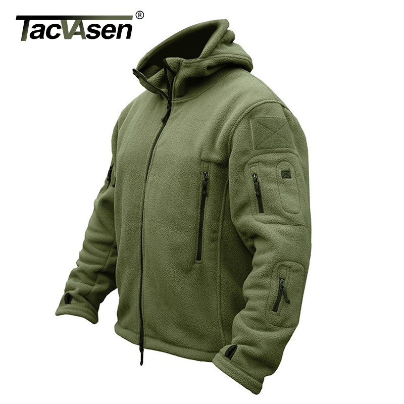 

TACVASEN Winter Airsoft Military Jacket Men Fleece Army Tactical Jacket Thermal Hooded Jacket Coat Outerwear Hoody Mens Clothing CJ191205, Army green