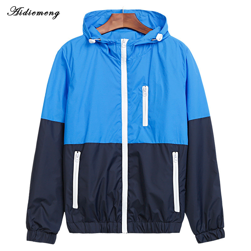 

Jacket Men Windbreaker Autumn Fashion Jacket Men's Hooded Casual Jackets Male Coat For Men Thin Coat Outwear JK101, Blue