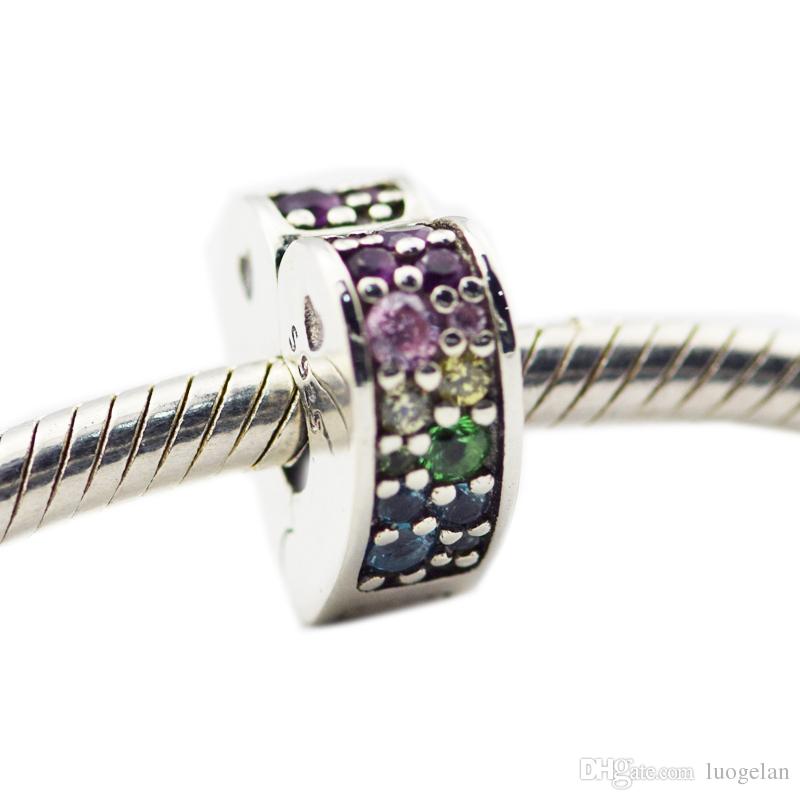 2018 Spring 925 Sterling Silver Jewelry Multi-Colored Arc Of Love Clip Charms Original Beads Fits women Jewelry Making Pandora Bracelets-image-440802509