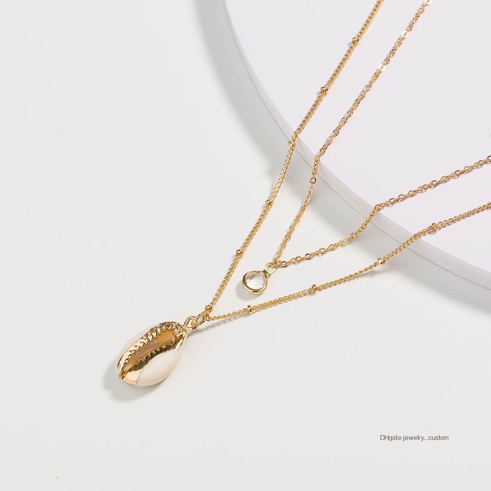 

Ma'am Multi-storey Necklace Natural Gold-plated Shell Pendeloque Cut Necklace Package Phnom Penh Crystal Neck