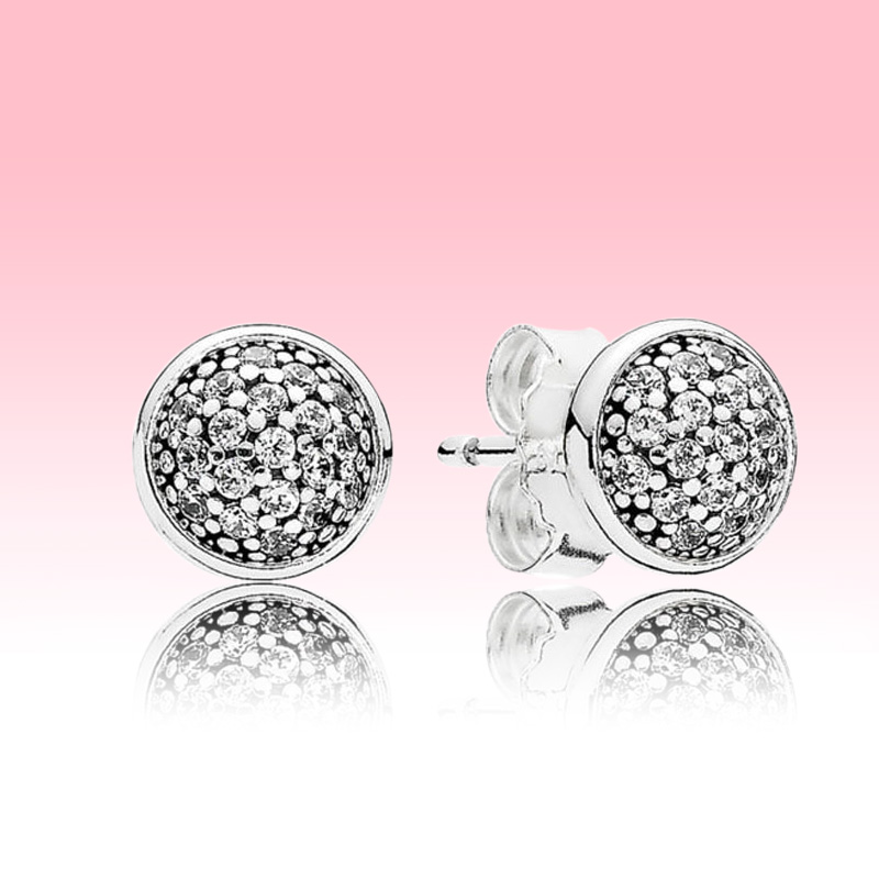 

CZ diamond pave Stud Earring Women Mens 925 Silver Fashion Jewelry with Original box for Pandora summer Earrings sets