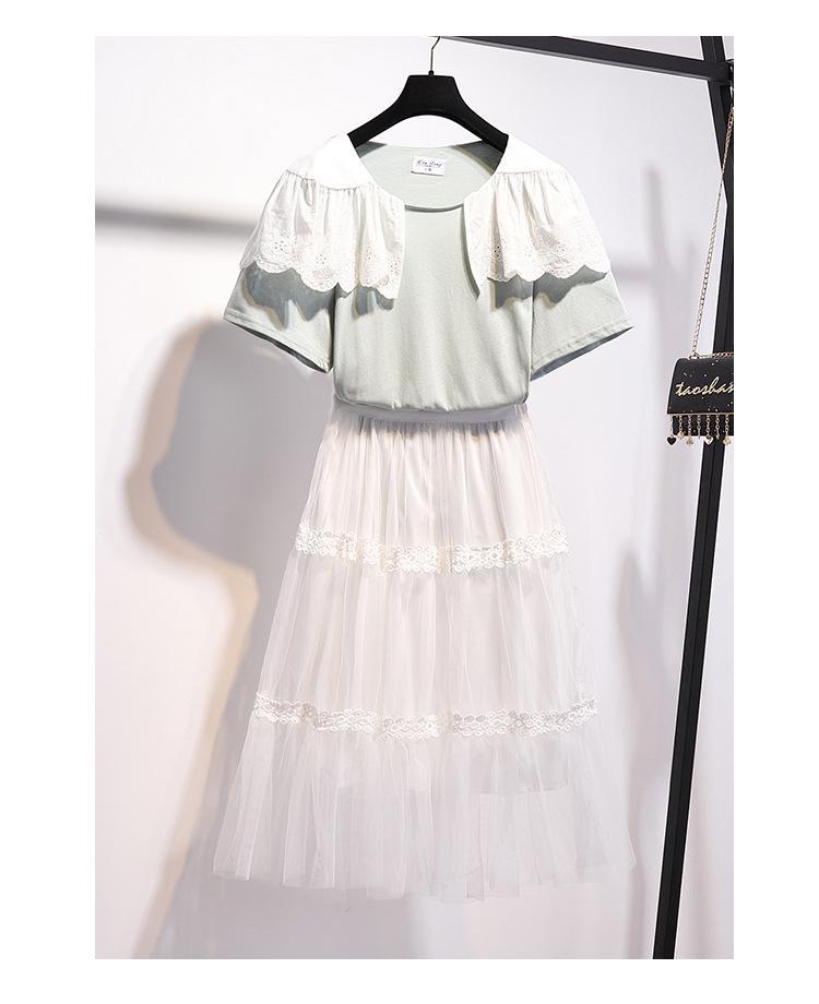 2020 Summer Outfits Mesh Skirt Tops Set Korean Style Cute Girl Casual Women Set Ruffle T Shirt Long Skirt Set T200608 From Xue04 25 41 Dhgate Com
