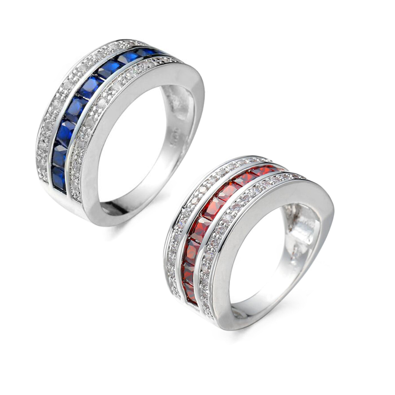 

Wedding Jewelry Ring Luckyshine 925 Silver Rings Blue Zircon 10pcs Fashion Men Women Rings free shipping