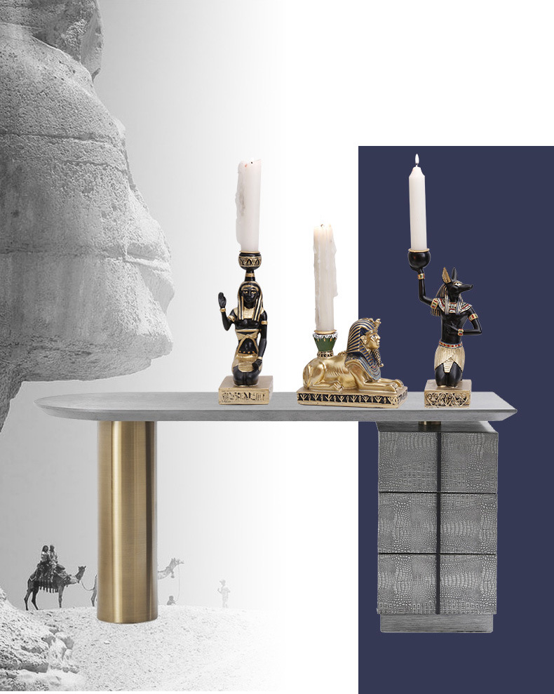 

Resin Egyptian Egypt Statue Candlestick Home Decor Ornaments Candleholder