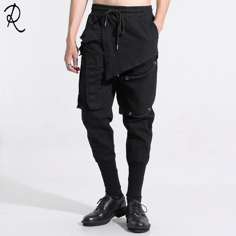 

Original men's fashion men's spring clothing personality splicing slim small feet nine minutes pants men bundle leg pants, Nine point pants