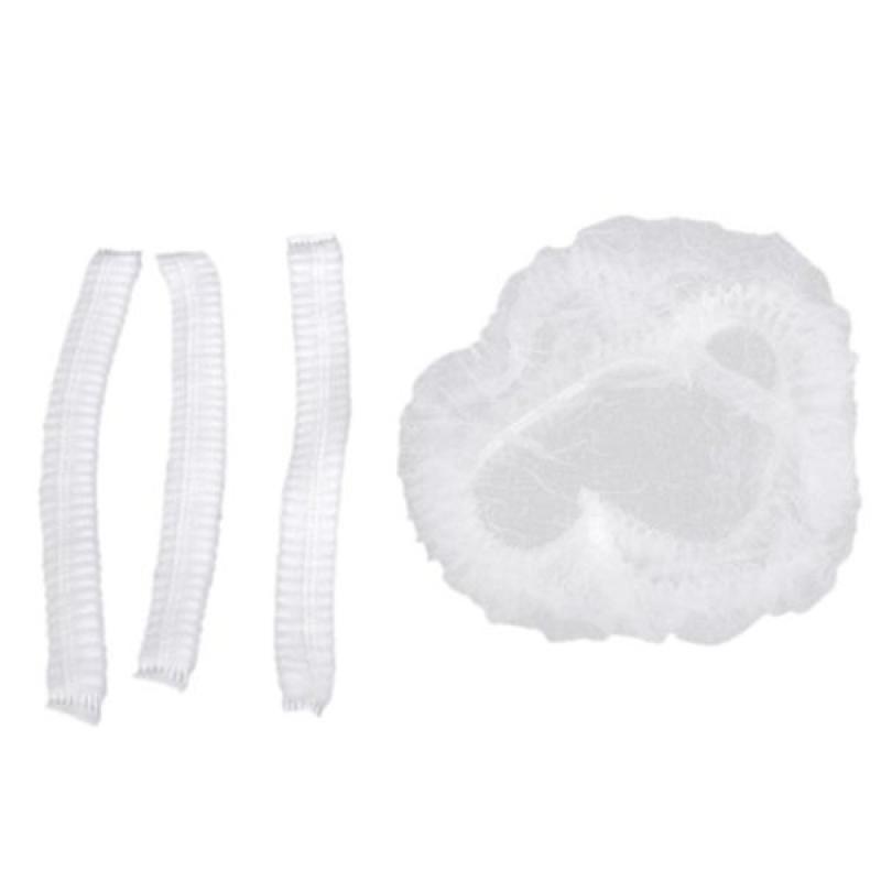 

200pcs Disposable One-off Clear Shower Hair Caps Elastic Bathing Caps for Spa Salon (White