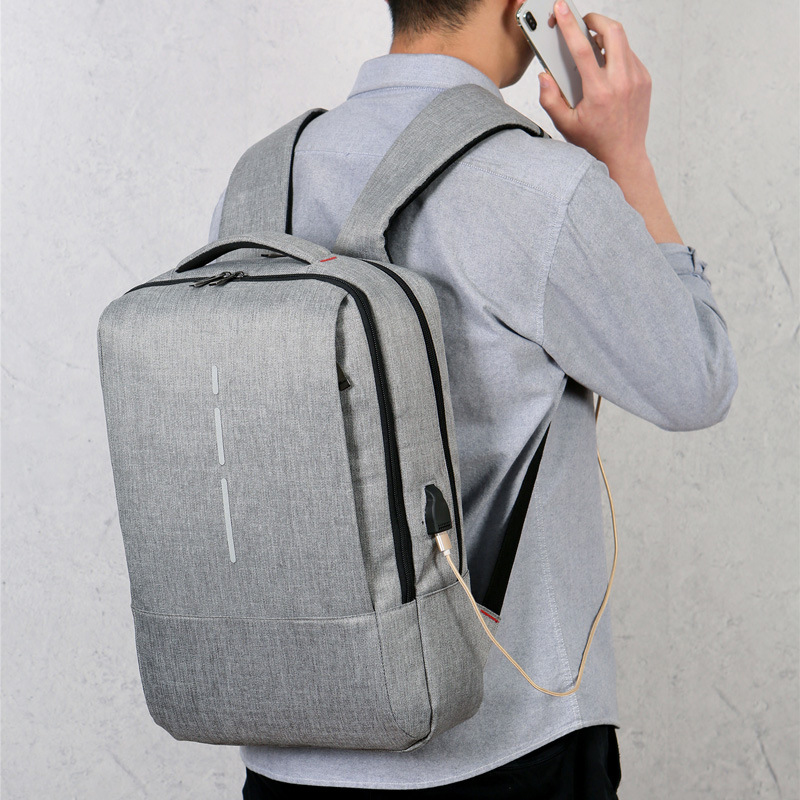 

Aosbos Canvas USB Laptop Backpack Fashion for Men Women Backpacks Large Capacity School Bag Solid 2020 Travel School Bagckpack, Light grey