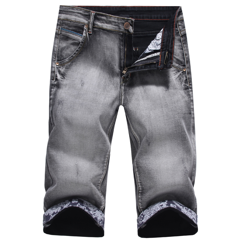 

2018 New Arrival Fashion Mens Jeans Water-washed Straight denim shorts men Light Gray jeans shorts for men Wholesale, Grey white