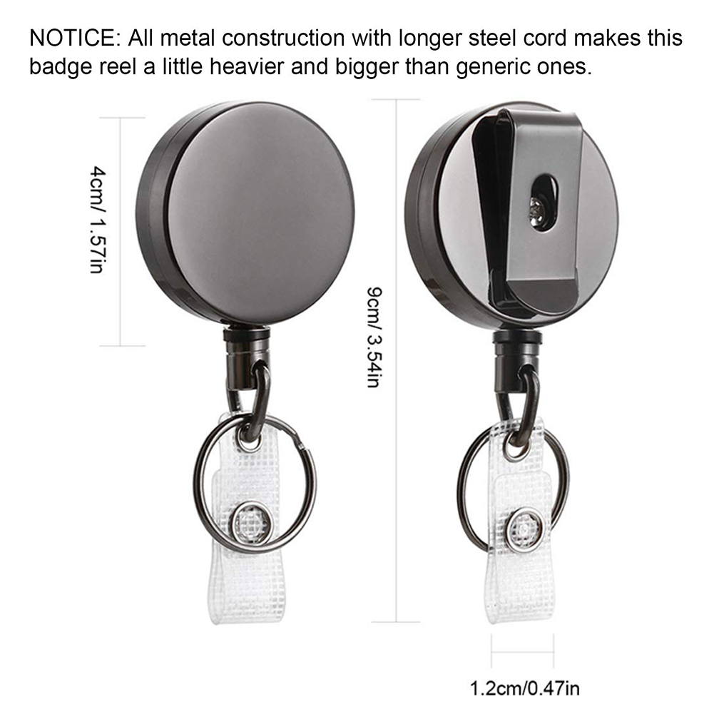 

2pcs Anti-lost Retractable Buckle Metal Housing 40mm Non-breakable Cord for Keychain #3