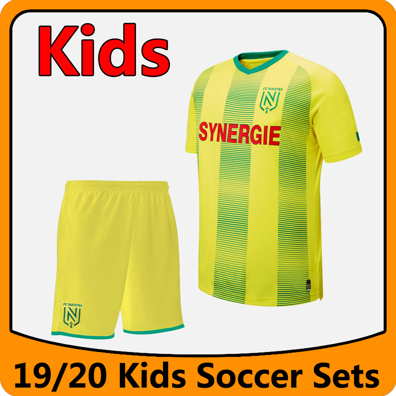 

19 20 FC Nantes kids soccer sets Kits 2019 2020 FC Nantes boys football Shirt uniforms FC Nantes youth football kits Running Sets, Black;blue