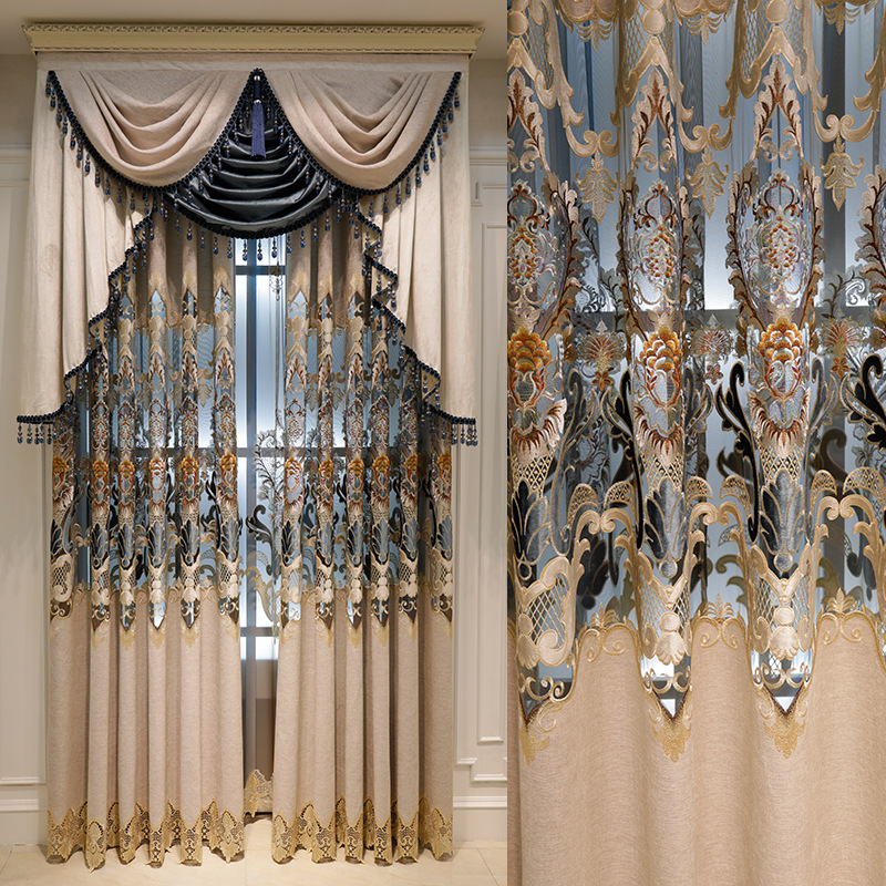 

European Niel Water-soluble Embroidery Semi-shading Curtains for Living Dining Room Bedroom., Tulle