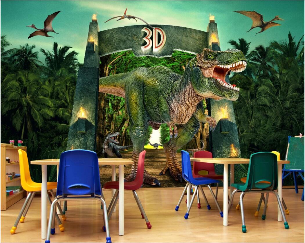 

3d room wallpaper custom photo mural Jurassic dinosaur TV background wall painting home decor wall art pictures wallpaper for walls 3 d, Non-woven fabric