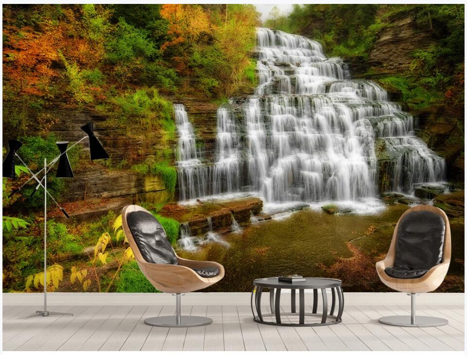

WDBH 3d wallpaer custom photo mural Large outdoor natural landscape running water waterfall background decor room wallpaper for walls 3 d, Non-woven