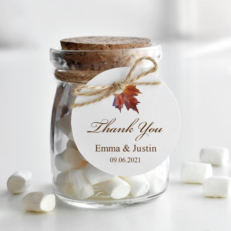 

Thank You Tags Wedding Favor Tag "Fall in Love" Personalized Wedding Tags Bridal Shower Square or Round