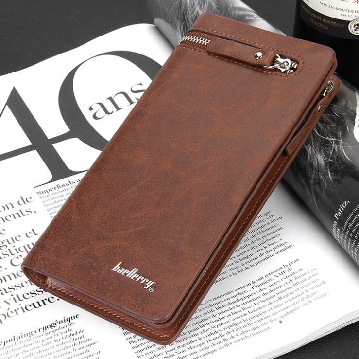 

wholesale men handbag business leather handbag multi function Retro Leather Men Wallet Zipper multi card position grab Business Wallet, Brown(original box)