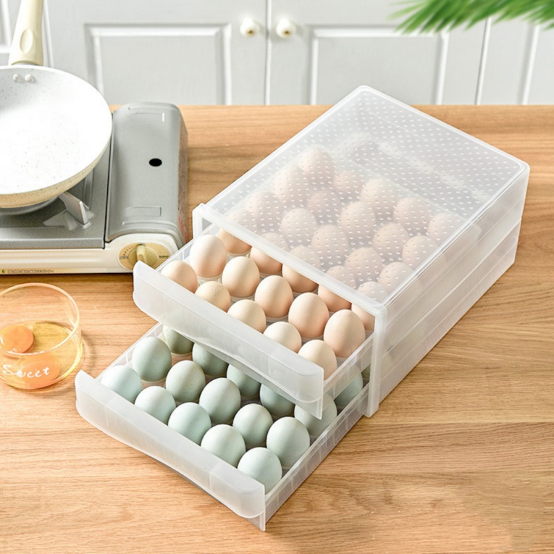 

Household Drawer Type Egg Box 60 Grid Large Capacity Egg Storage Box Durable Plastic Kitchen Freshness