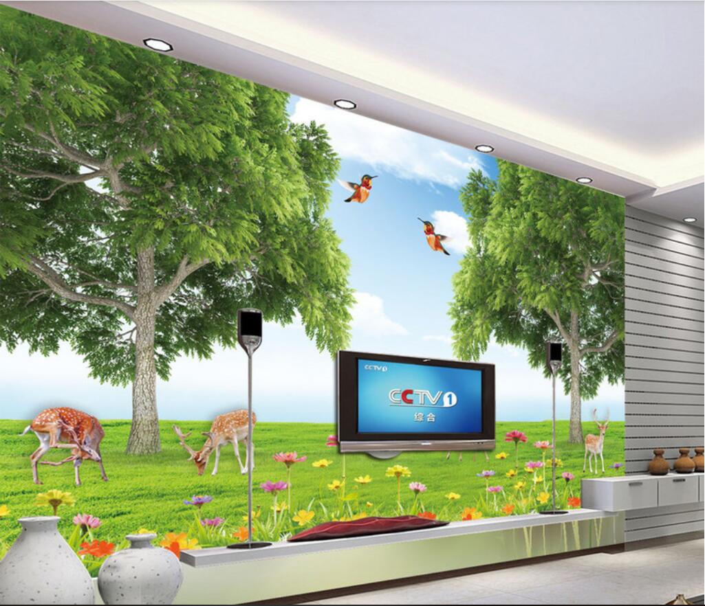

3d room wallpaper cloth custom photo Super clear forest grass deer 3D landscape wallpaper for walls 3 d print fabric wall covering, Picture shows