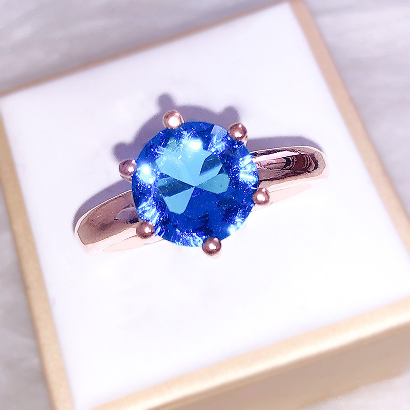 

Temperament Single Drill Rose Gold Six Tail Drill With Claw Drill Ring Girl Student All-match Trendsetter Ring Ring