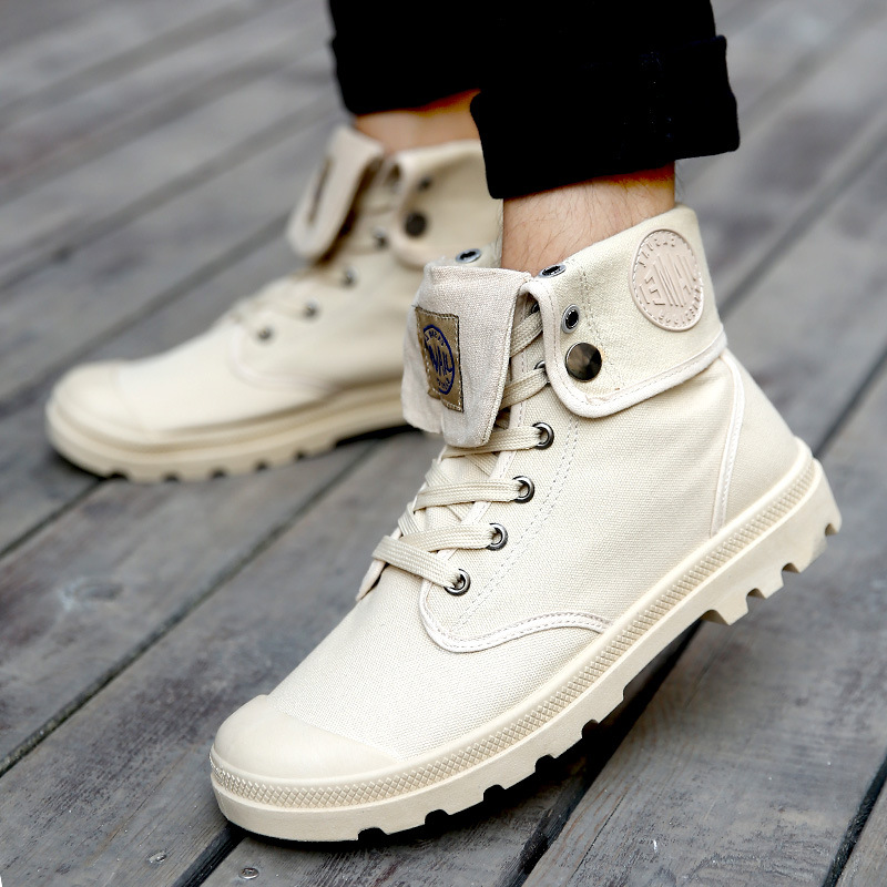 

Men Military Boots Outdoor Fashion Canvas High Top Shoes Men Casual Shoes Ankle Boots Black Boots