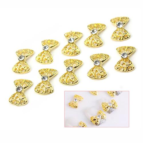 

10 x 3D Elegant Alloy Rhinestone Bowknot Pattern Design Nail Art Glitters DIY Decorations Crystals Accessories