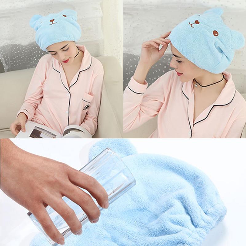 

New Microfiber Hair Turban Shower Cap Quickly Dry Hair Shower Hat Wrapped Towel Bathing Cap Bathroom Accessories, Pink