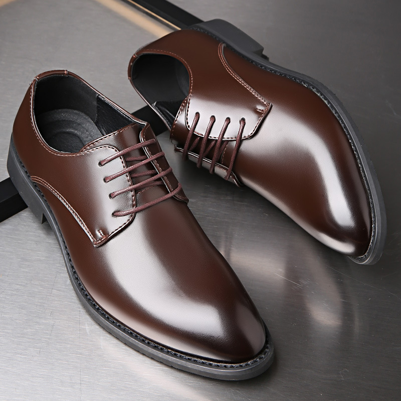 

Classic Business Men's Dress Shoes Fashion Elegant Formal Wedding Shoes Men Slip on Office Oxford Shoes for Men, Brown
