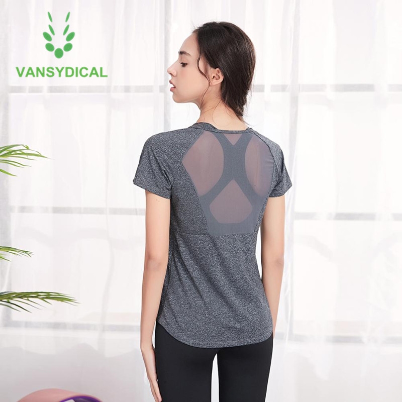 

Vansydical Women Sports Yoga Shirts Mesh Gym Short Sleeve Tops Loose Quick Dry Summer Fitness Workout Running T-shirts, Fbk20174