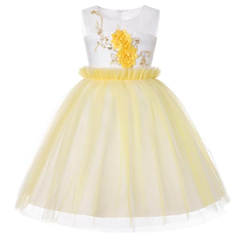 

2020 Girl Summer Dress Flower Pretty Toddler Wedding Princess Birthday Eveving Party Dress Sundress Children Clothing, Photo color
