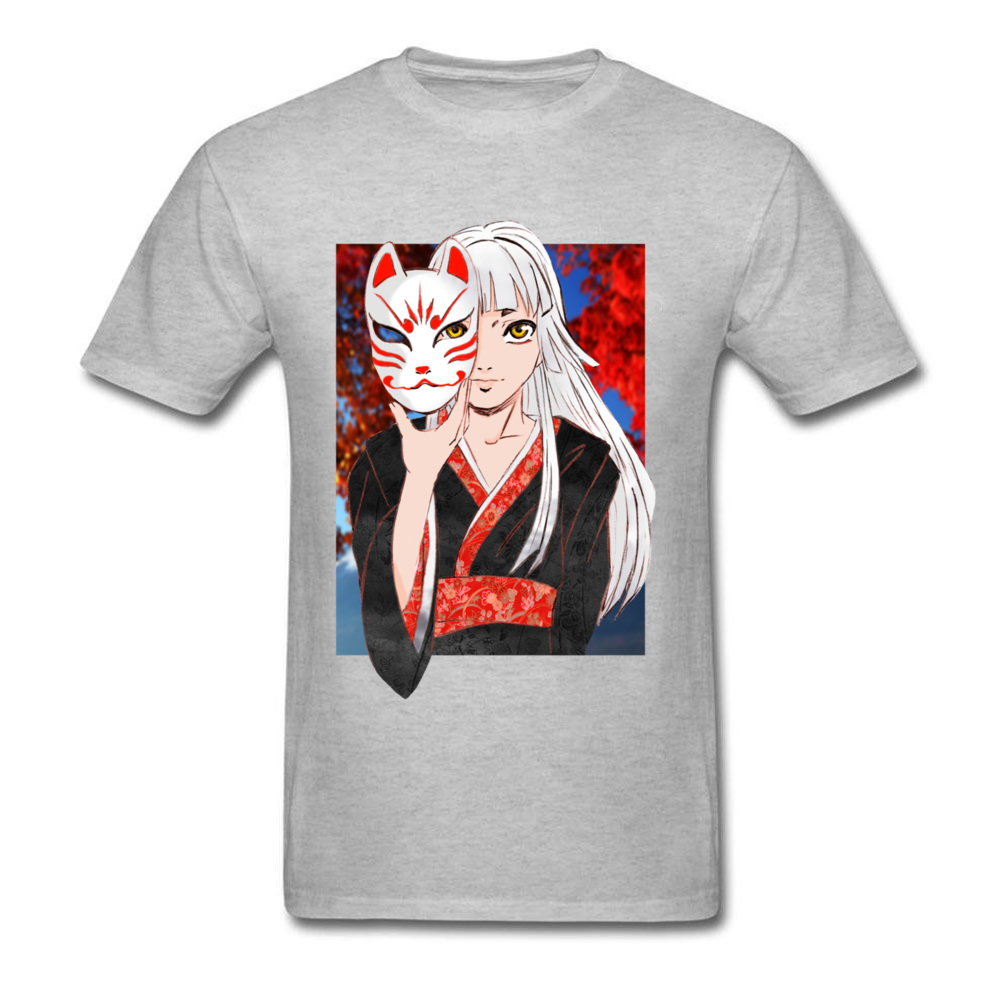 Acheter Anime Tshirt Manga Fille Kitsune Tops à Manches Courtes Hommes T Shirt 100 Coton T Shirt Marque Col Rond Vêtements Japon Style T Shirts De