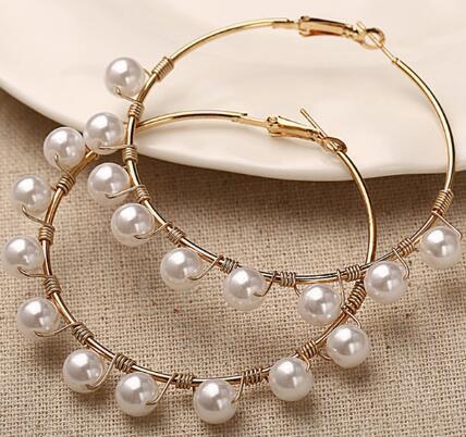 

9 A Pearl Wrap Ear Circle Pearl Series Temperament Joker Personality Pearl Circle Earrings
