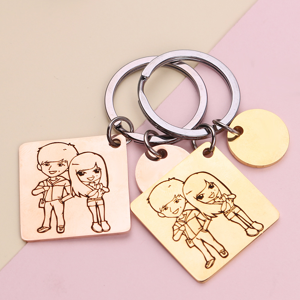 Jovivi Lot de 2 porte-cl/és//pendentifs personnalisables en acier inoxydable/ en forme de pi/èce de puzzle/ -/ Magnifique cadeau de Saint-Valentin