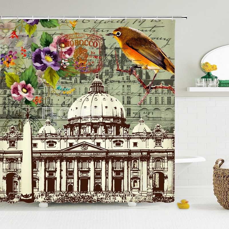 

High Quality Bathroom Shower Curtain 3d Printed Flower Bath Curtains Waterproof Polyester Cloth With Hooks 180*200 Bath Curtain