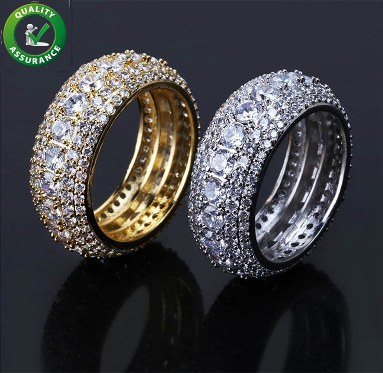 

Mens Jewelry Rings Hip Hop Designer Bling Iced Out CZ Royal Simulated Diamond Eternity Wedding Engagement Band Ring Men Love Accessories