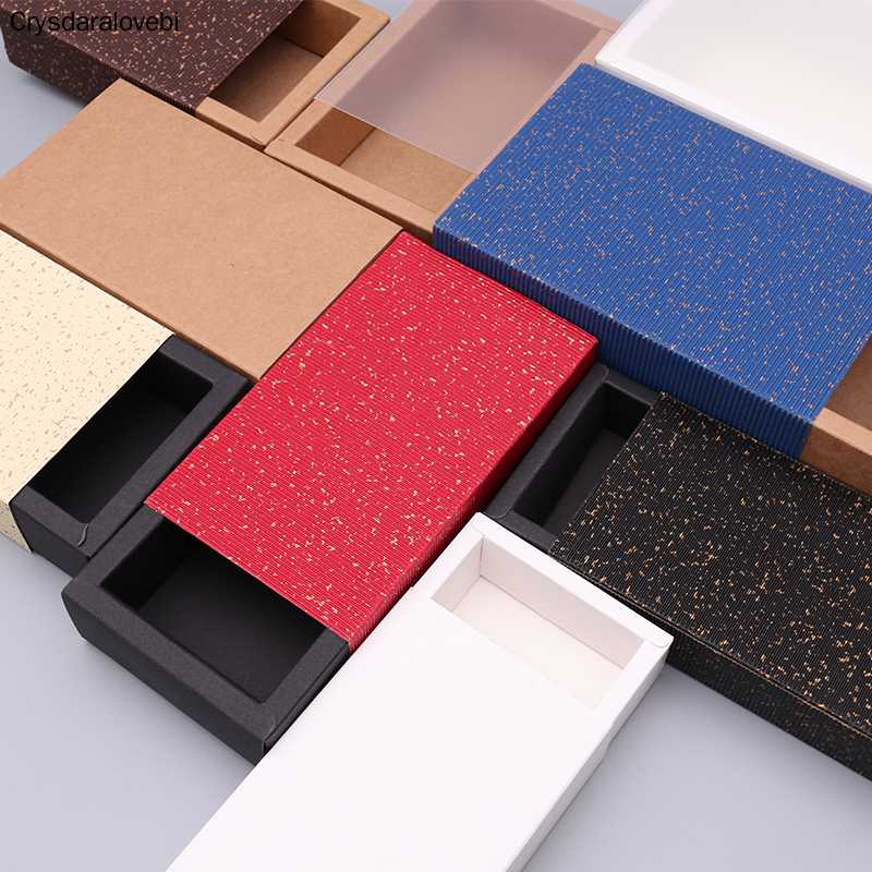 

20pcs Wedding Party Candy Gift Box for Handmade Soap Craft Jewel Packaging Colorful Cover Kraft Paper Drawer Boxes