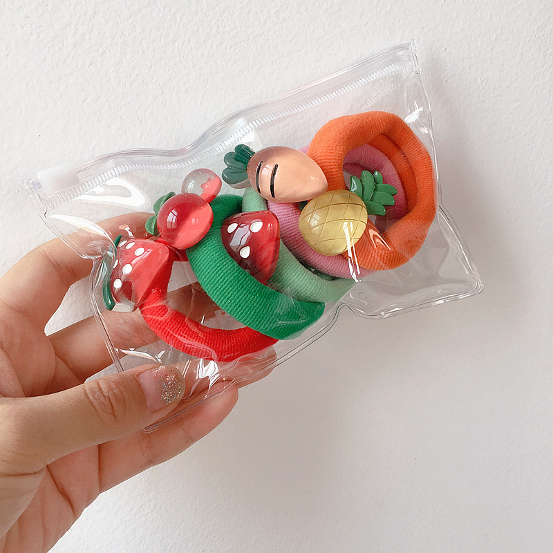

5 PCS Korea Style Simple Girl Hair Rope Cute Fruit Transparent Acrylic Elastic Rubber Band for Children Fashion Hair Accessories, Dark grey