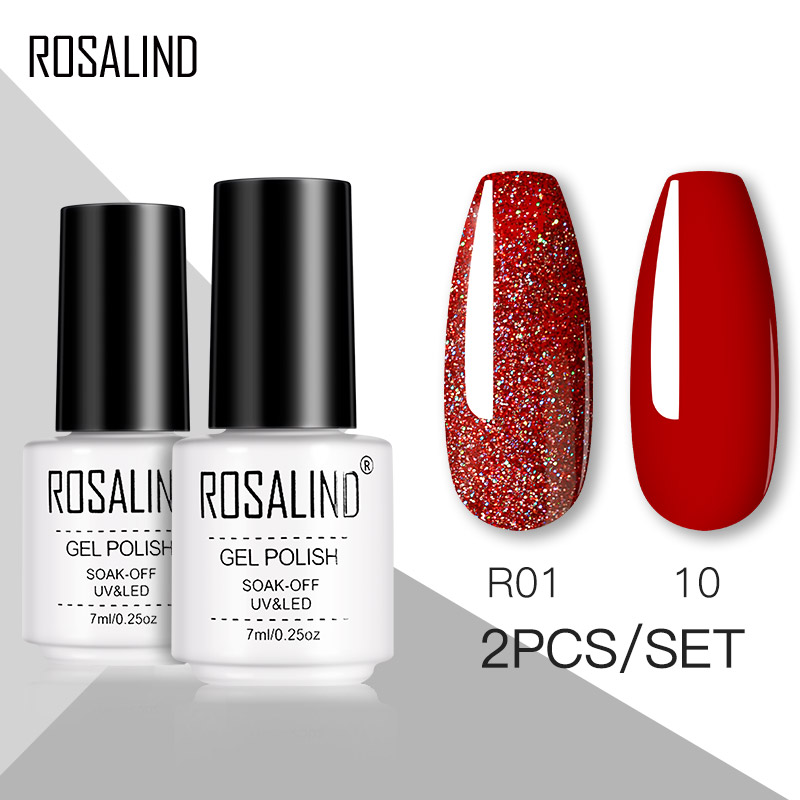 

ROSALIND Gel Nail Polish Semi Permanent Nails Pure Color Hybrid Varnishes Soak Off Gel Design For Manicure 7ml Nail Lacquer, Top