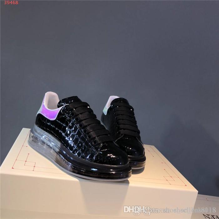 

Vacuum air cushion transparent bottom leisure sneaker for both men and women,patent leather sneakers Complete set of shoe box, Lace