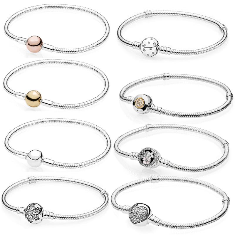 

Other Bracelets 925 Sterling Silver Classic Bracelet Gold Clear CZ Charm Beads Suitable For Women DIY Jewelry Factory Wholesale