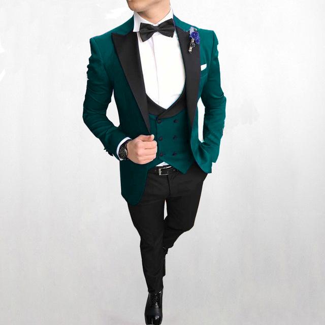 

Peak Lapel tuxedos groom wedding men suits mens wedding suits tuxedo costumes de smoking pour hommes men(Jacket+Pants+Tie+Vest) 134, Same as image