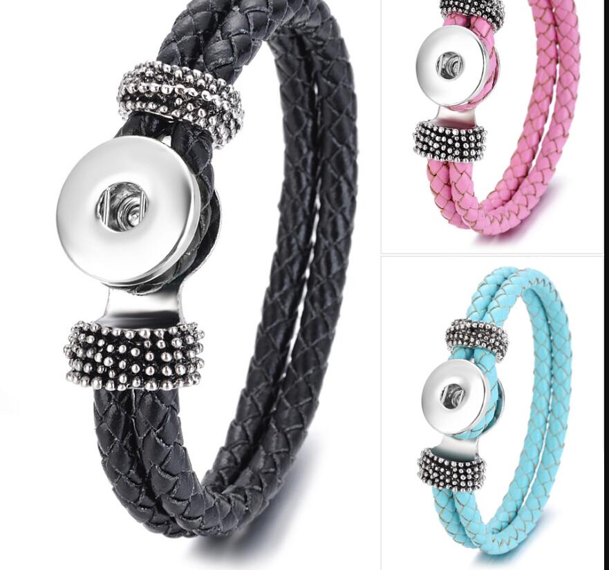 

Leather Bracelet Ginger Snap Jewelry Double Braided, Golden;silver