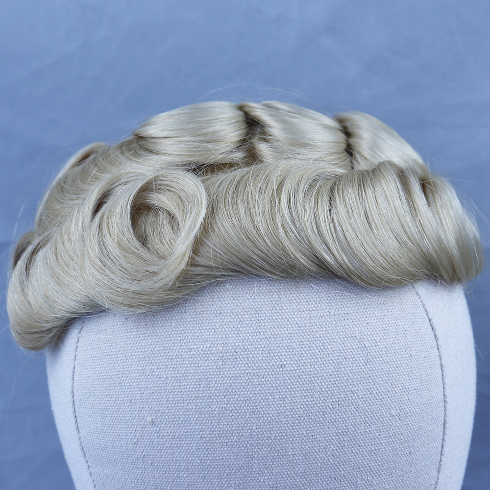 

Popular style Men's Toupee 613 Blonde Brazilian Remy Human Hair Toupee for Men Hair Replacement System Wigs for Man Thin PU Hairpieces, Black