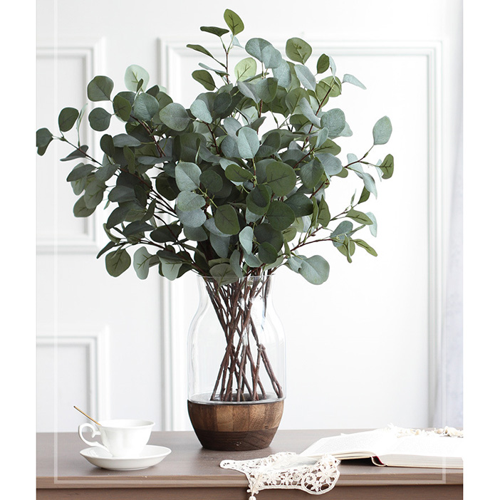 

Artificial Plastic Eucalyptus Tree Branch Leaf for Wedding Decoration Flower Arrangment Garden Christmas Faux Silk Green Plant XD22577, As pic