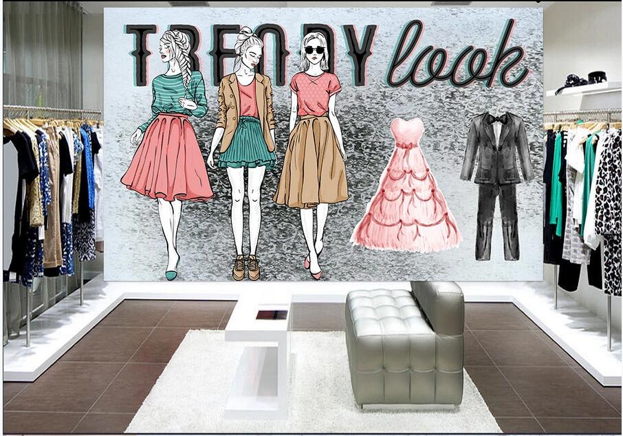 

custom photo 3d wallpaper Retro nostalgic fashion beauty clothing store home decor living room 3d wall murals wallpaper for walls 3 d, Non-woven fabric