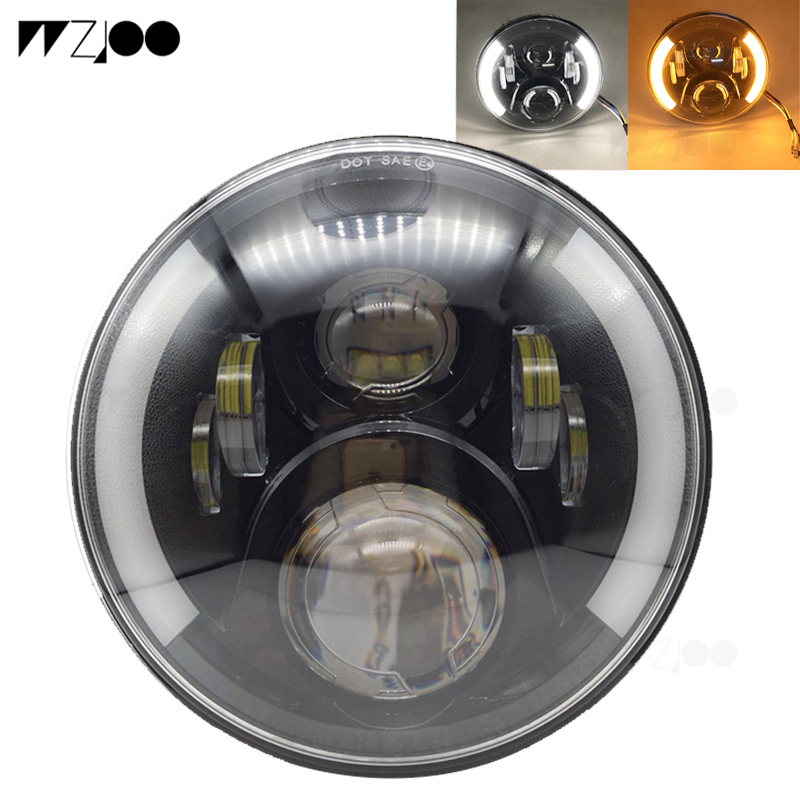 

1PCS 60W 7 inch round motorcycle led headlight for DRL turn signal high Low Beam H4 LED Headlamp