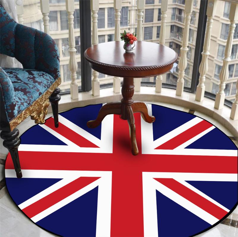 

UK British Flag Print Round Carpet for Living Room Anti-Slip Round Area Rug Bedroom Home Decor Office Chair Floor Mat tapis rond