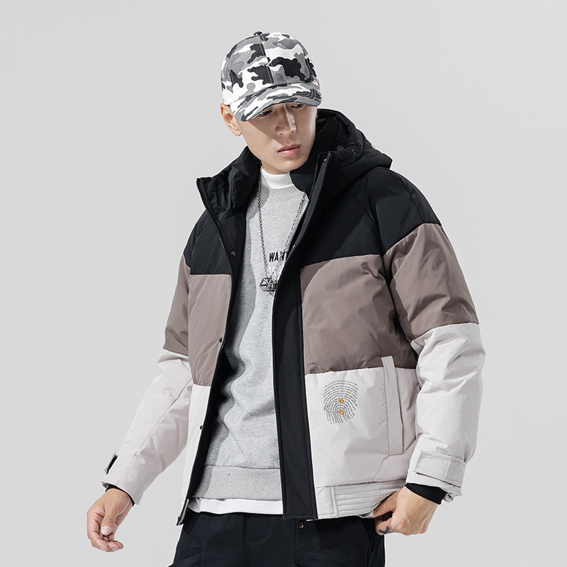 

Ds Men' Wear |2019 Winter Ins Trend Even Hat Insert Color 90 Down Loose Coat Male Leisure Time Men' Down Jackets Male, Brown